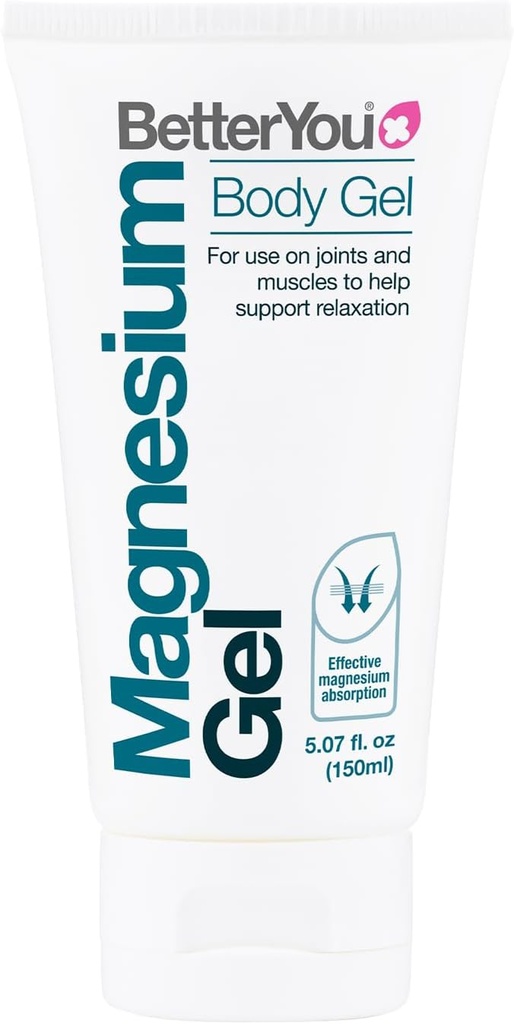 BetterYou Magnesium Gel - Afslappende Muskel Rub - Topisk Magnesium for effektiv Absorption - Tanse fælles støtte og Sore Muskel Relief - 5.07 oz