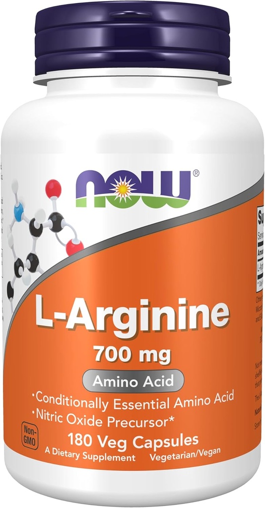 Now Foods Supplements, L- arginin 700 mg, Nitrogen Oxide Precursor *, Aminosyre, 180 Veg kapsler