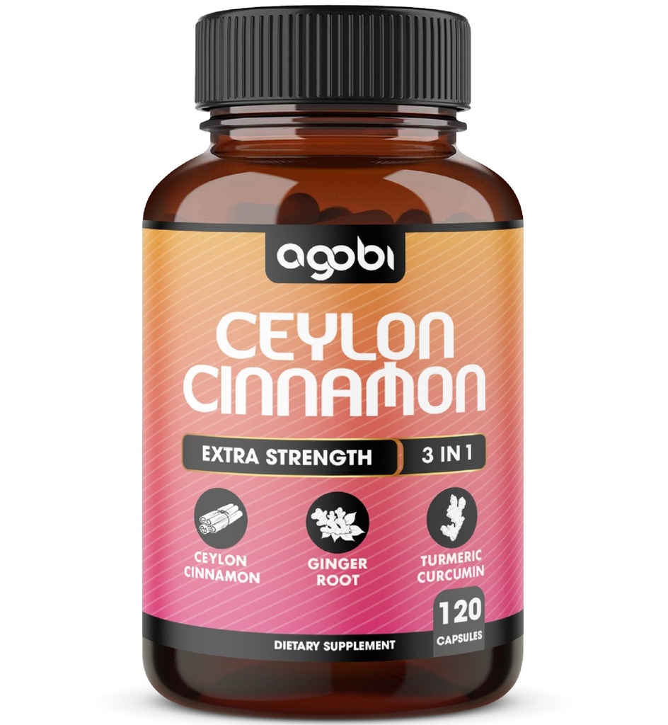 Ceylon kanel kapsler - Kombineret med ingefær rod og gurkemeje supplement - 120 Veganske kapsler