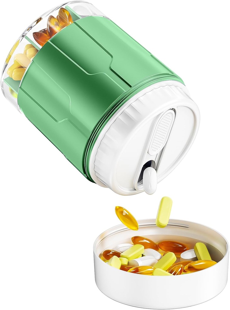 Odaro Extra Large Pill Organizer, 7 Segment Travel Pill Box, Daily Medicine Organizer og Opbevaring - Olive