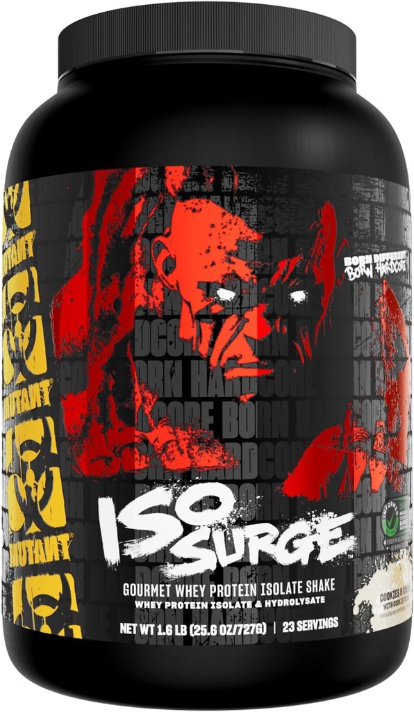 Mutant ISO Surge Whey Protein Isolate Powder Acts Fast to Help Recover, Build Muscle, Bulk and Strength, 1.6 lb (Cookies & Cream)
