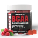 BCAA Gummies, Energy Chews med Electrolytes Forgrenet Chain Aminosyrer, Build Lean Muscle and Boost Endurance, 60 Gummies, Berry Flavored