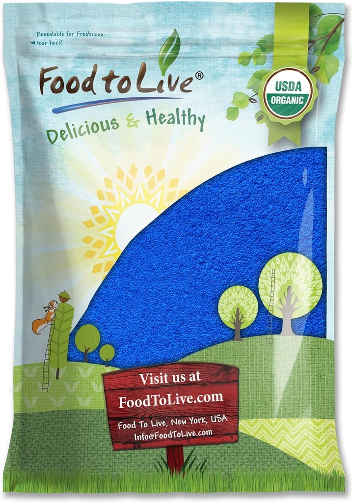 Food to Live Organic Blue Spirulina Powder, 8 pounds - Non-GMO, Pure Raw Blue- Green Algae Extract, Vegan, Non-bestrålet, Great for Juices, Smoothies, Shakes, Drinks, og fødevarer farve