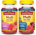 Nature Made Multivitamin Gummies Combo Pack til ham & Her, Tasty Mænd & Kvinder Multivitamin med C-vitamin, D3-vitamin, B-vitaminer, zink & mere, To Multivitamin Flasker