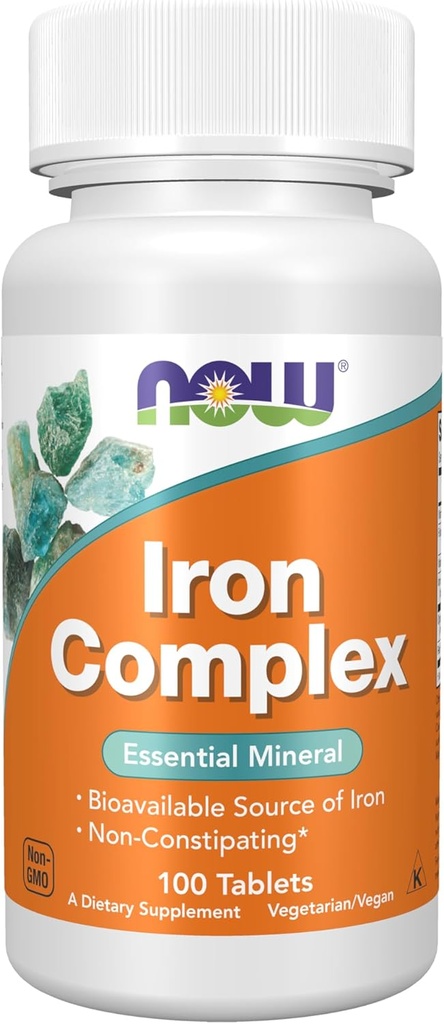 Now Foods Supplements, Iron Complex, Non- Constipating *, Essential Mineral, 100 Tablets
