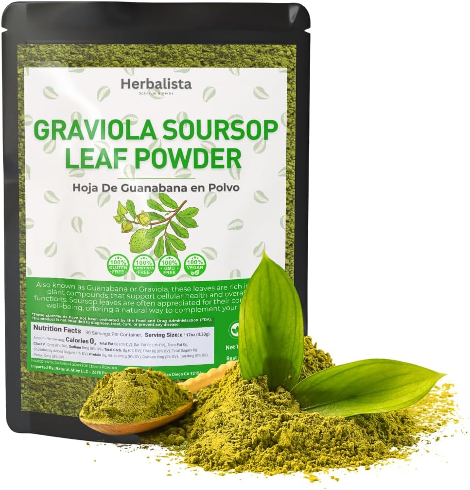 16oz (453g) Pure Soursop Leaf Powder - 100% Natural Graviola (Hoja de Guanábana) | Gluten-Free, Sugar-Free, Vegan, No Additives | Premium Quality, Product of Mexico