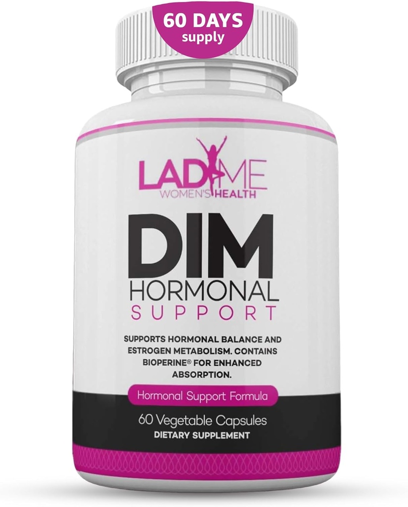 DIM Complex 150mg Hormonal Support Menopause Relief Supplement for Hot Flashs & Hormonal Acne Relief Bioperine, Broccoli & Calcium østrogen Metabolisme Balancing Pills for Women 60 Kapsler af LadyMe