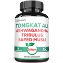 Satomi Tongkat Ali Root Extract 200: 1-9 Væsentlige urter med Ashwagandha, Tribulus Terrestris & mere - Support Strength, Energy and Sund Immun- 60 Vegan Caps 2 Måned Supply