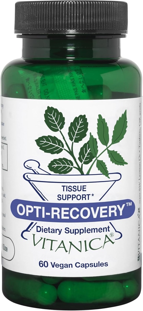 Vitanica Opti- Recovery, Pre & Post Kirurgi Support, Sårpleje, BBL, Tummy Tuck, C Section & Postpartum Vitamin Essentials Healing Support, Scar, Skulder, Hysterektomi, Bryst & Lipo, Vegan, 60 Caps