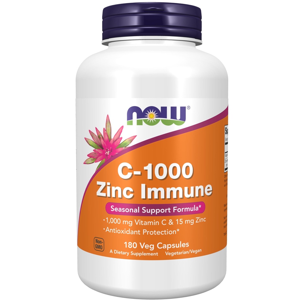 Now Foods Supplements, C- 1000 & Zink immun, Sæsonstøtte formel *, Antioxidant Protection *, 180 Veg kapsler
