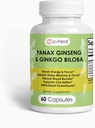 Ginseng og Ginkgo Biloba. 30 Servere. 2-in-1 Non- Coffed Energy and Focus Supplement - Energy Booster, Mental Clarity, og Mood