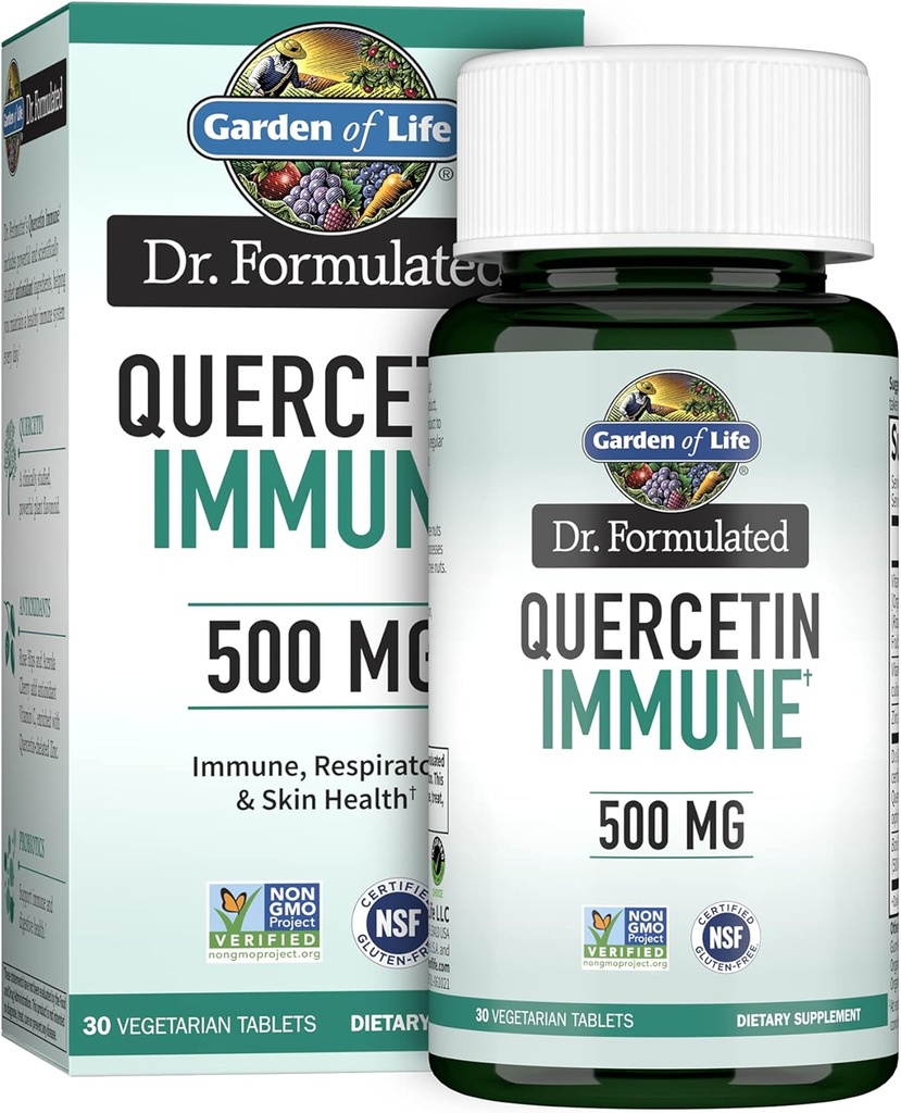 Livets have Quercetin En gang dagligt immunsystem Support med C-vitamin, D & probiotika - Dr. Formuleret - Immunsundhed, luftveje og hudsundhed, Gluten Free, Non GMO - 30 tabletter