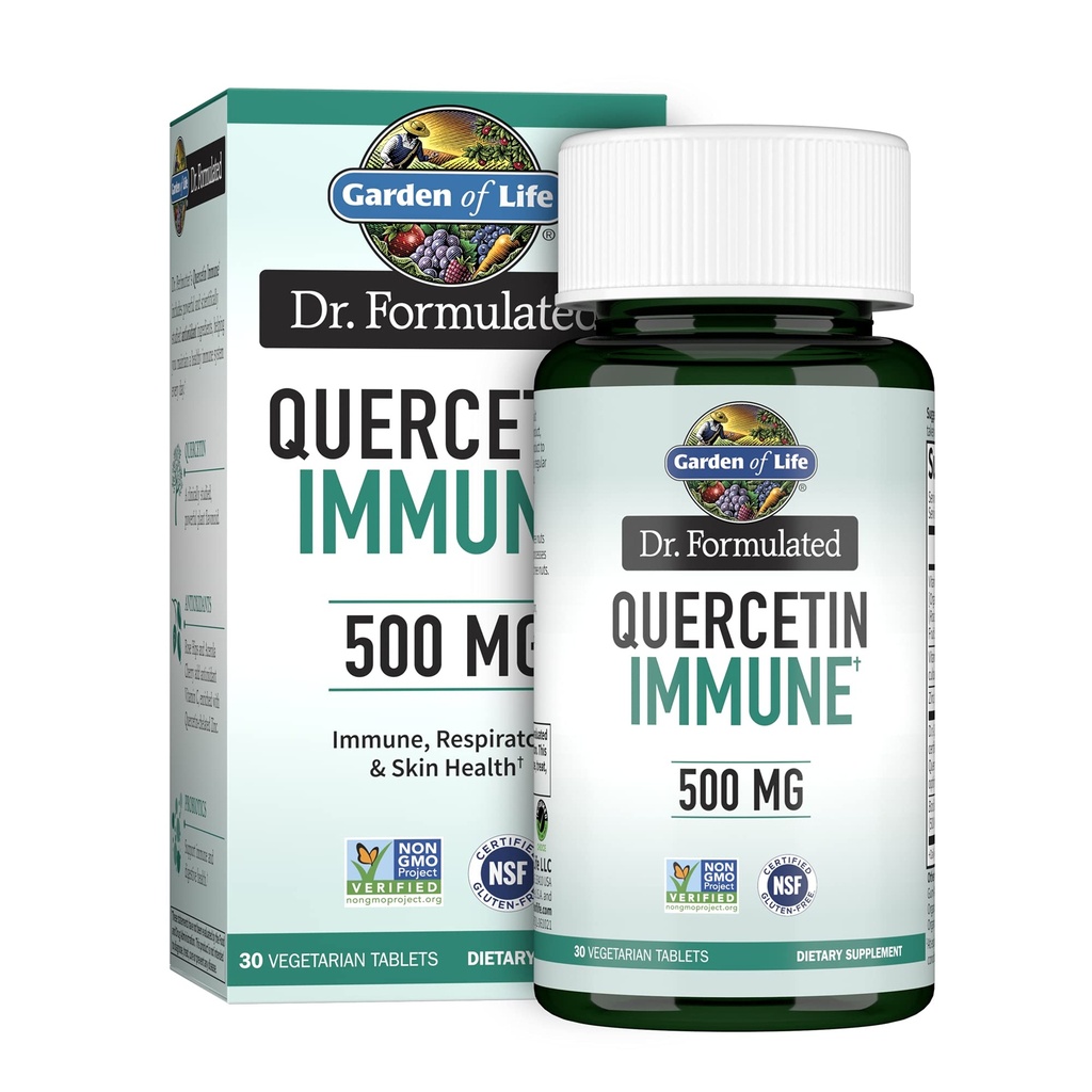 Livets have Quercetin En gang dagligt immunsystem Support med C-vitamin, D & probiotika - Dr. Formuleret - Immunsundhed, luftveje og hudsundhed, Gluten Free, Non GMO - 30 tabletter
