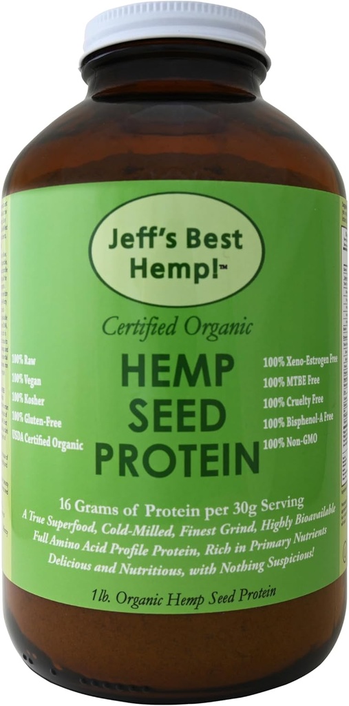 Jeffs bedste Hamp! RAW Organic Finest Grind Cold- Milled Hamp Seed Protein 16oz af Jeffs bedste Hamp!