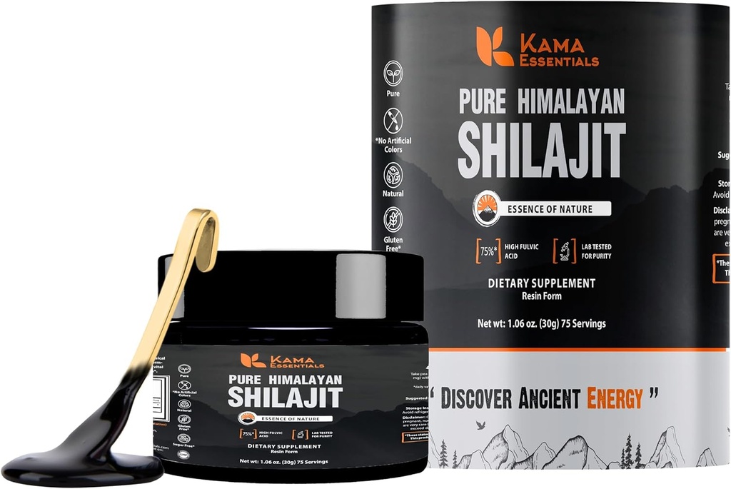 Himalayan Shilajit Resin - 75% Fulvic Acid, 85 + Minerals - Gold Grade Ayurvedic Supplement for Energy, Strength & Wellness - Lab- Testet - 30g Shilajit for mænd og kvinder