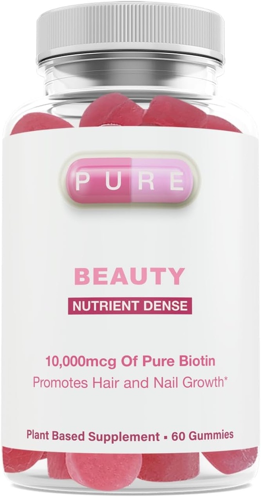 Pure Beauty Buddy 124; 10,000mcg af Pure Biotine Buddy 124; 60 Lækker Plant baserede Gummier Buddy 124; Sund Hår, Hud & Nail Support Buddy 124; af Pure, INC.