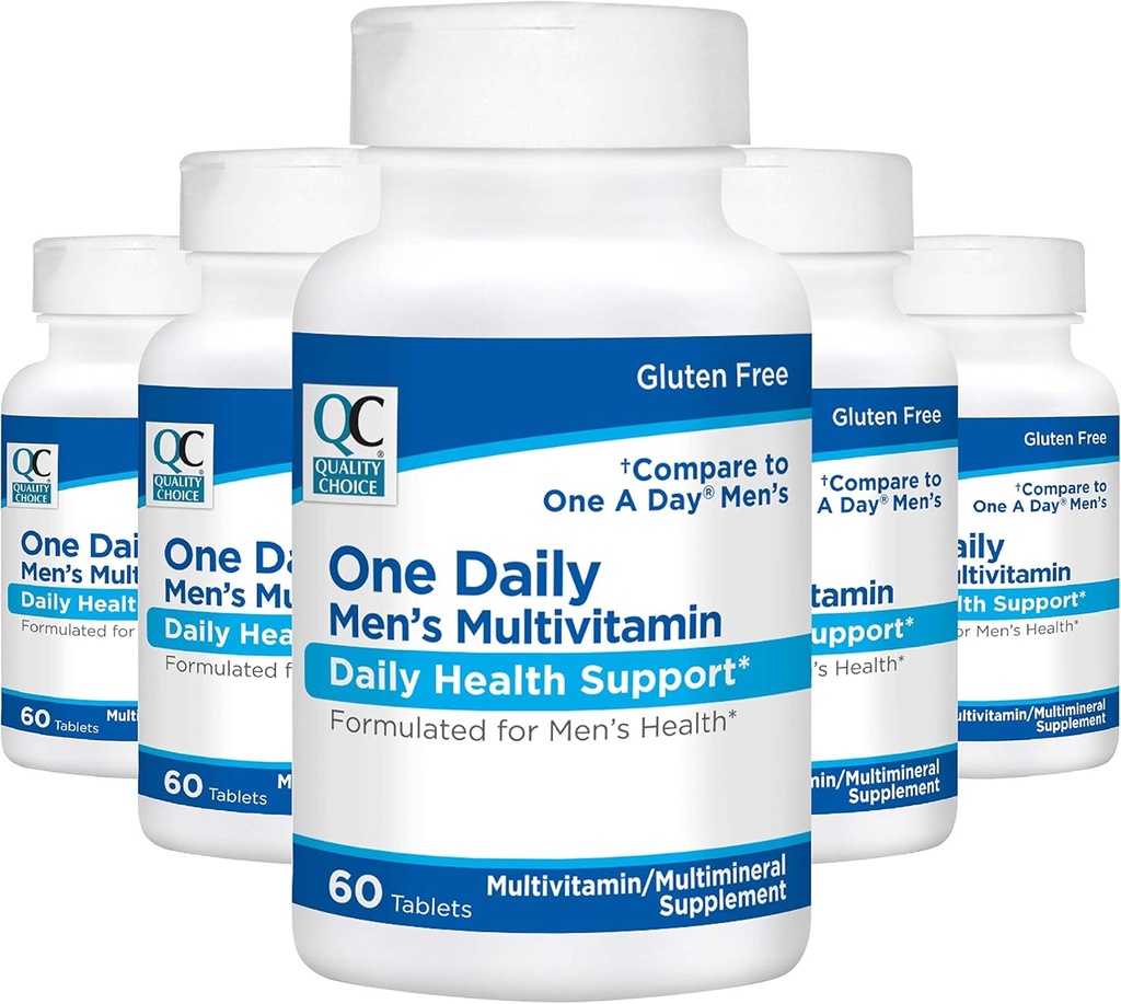 Kvalitet valg Herre En daglig multivitamin med vitaminer A C D E B (1, 2, & 6) og mineraltilskud i 60 Count Flasker (5 Pack)