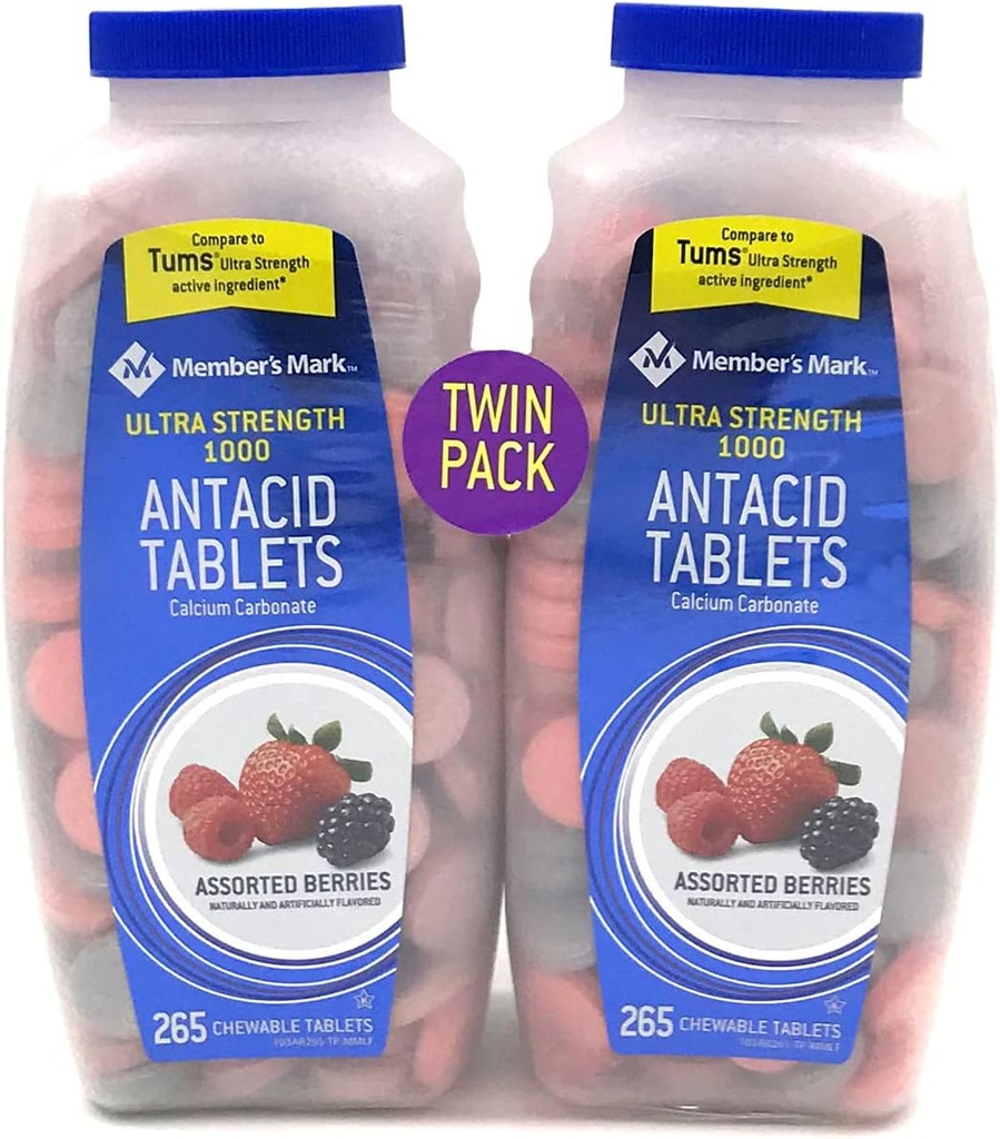 Medlemmer Mark Ultra-Strength Antacida, Assorted Berry, 265 Greve (2 Pack)