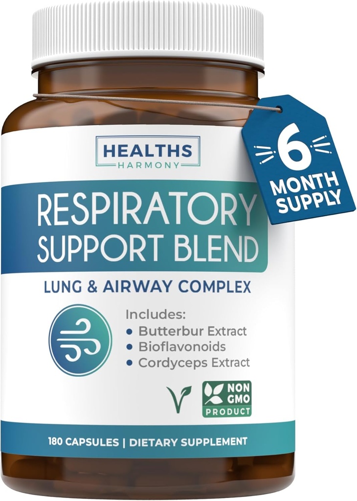 Respiratoriske Lung Health Supplement - Invigorating Lung Support Hjælper støtte Clear Airways Mucus Fjernelse og Sæson- eller år runde Detox - Vegan Herbal Non- GMO Formel (6 Måneders Tilgang)