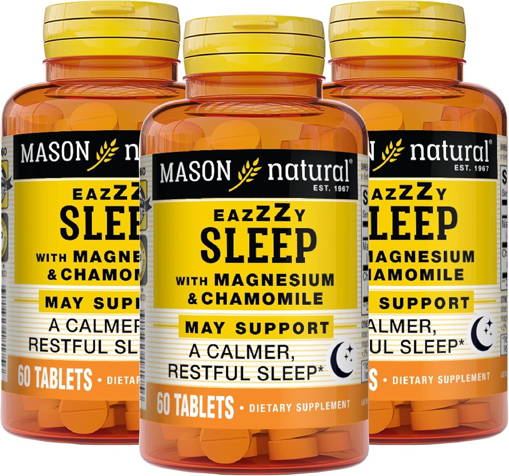 MASON NATURAL Eazzzy Sleep with Magnesium & Kamille - Natural Sleep Aid, Supports A Calmer Restful Sleep, 60 Tablets (Pack of 3)