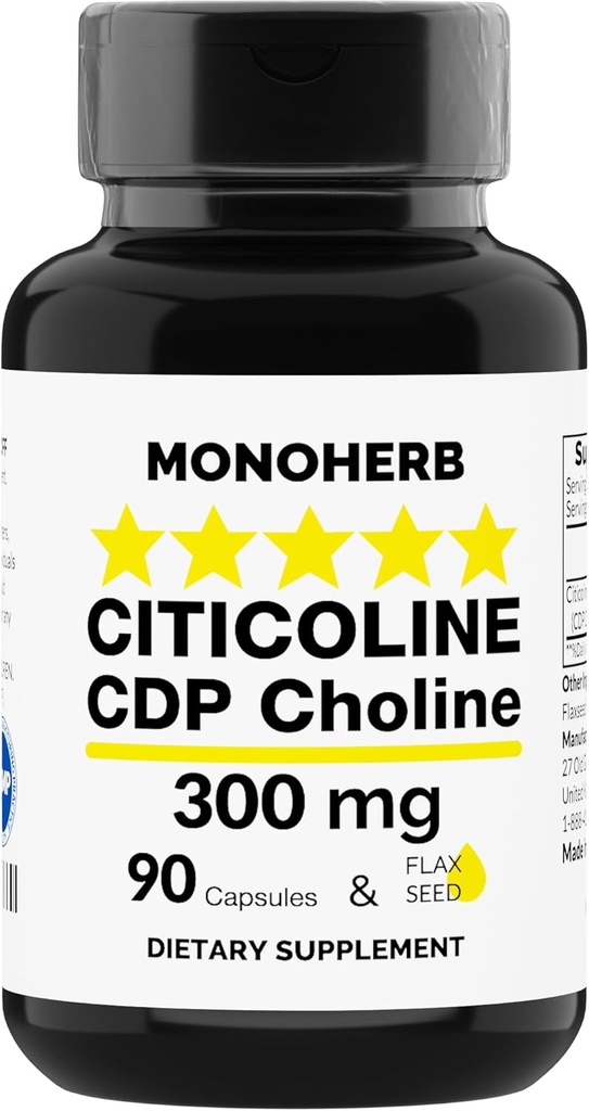 MONOHERB Citicolin CDP Cholin 300 mg per kapsel - 90 Vegetariske kapsler