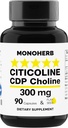 MONOHERB Citicolin CDP Cholin 300 mg per kapsel - 90 Vegetariske kapsler