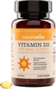 NatureWise Vitamin D3 10,000IE (250 mcg) 90- Day Supply - High potens for sund immunforsvar & muskelfunktion, Non- GMO, Gluten- Free in Organic Extra Virgin Olive Oil, (Mini Softgel), 90 Greve