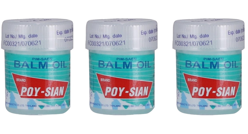 POY- SIAN Thai Pim- Saen Cotton Nasal Inhaler 8 ml (pakning med 3)