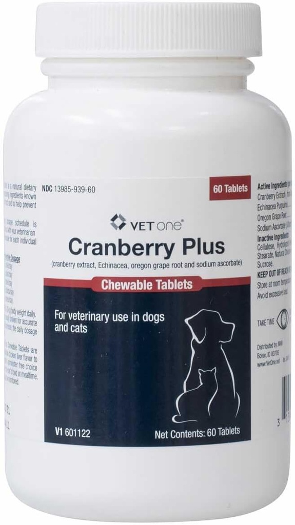 Vet One Cranberry Plus til hunde & katte - Urinvejs- & Brege Support - 60 tyggetabletter