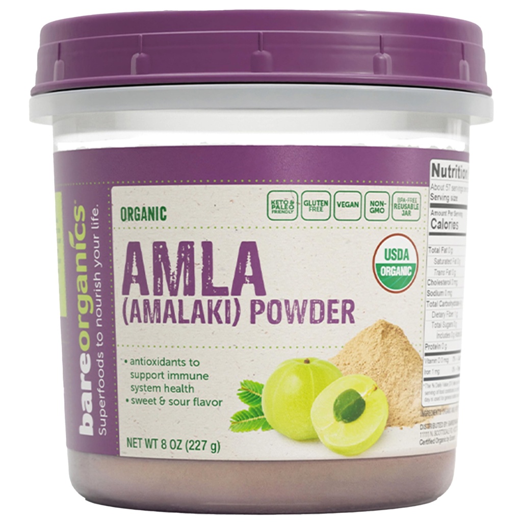 BareOrganics Amla, Indisk Gooseberry & Superfood Powder, Kosttilskud, 8 Oz
