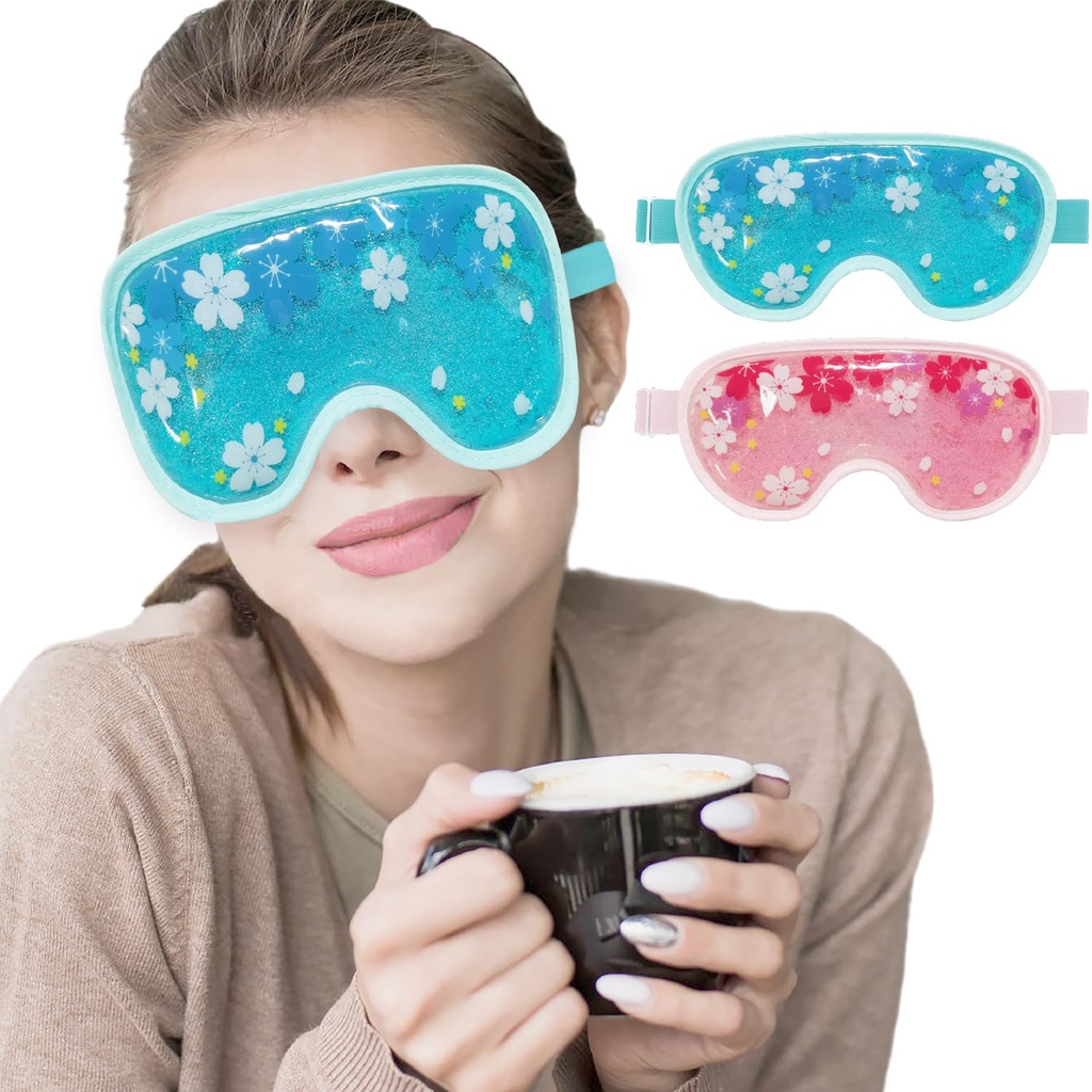ZNÖCUETÖD Ice Mask Gel Cooling 2 Pakker Genanvendelige Cold Compress Eye Ice Pack til mørke cirkler og Puffiness, Migræne, Stress Relief