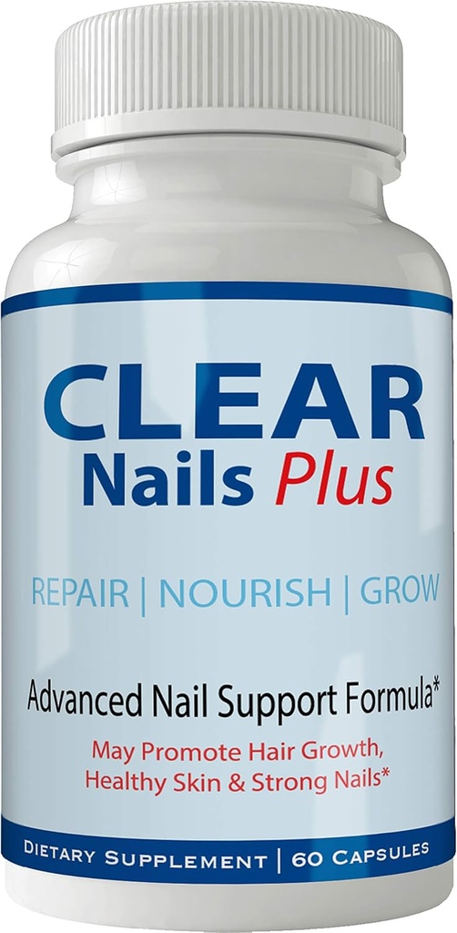 Clear Nails Plus piller supplement - Avancerede unikke hår vækst vitaminer og mineraler med biotin - Gluten Free 60 Kapsler - Hår Lash Hud og negle ekstra styrke Formel vækst Booster