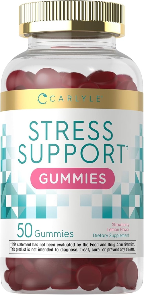 Carlyle Stress Support Gumies 124; 50 Greve # 124; for kvinder og mænd # 124; med GABA og L- Theanine # 124; Strawberry Lemon Flavor # 124; Non- GMO & Gluten Free