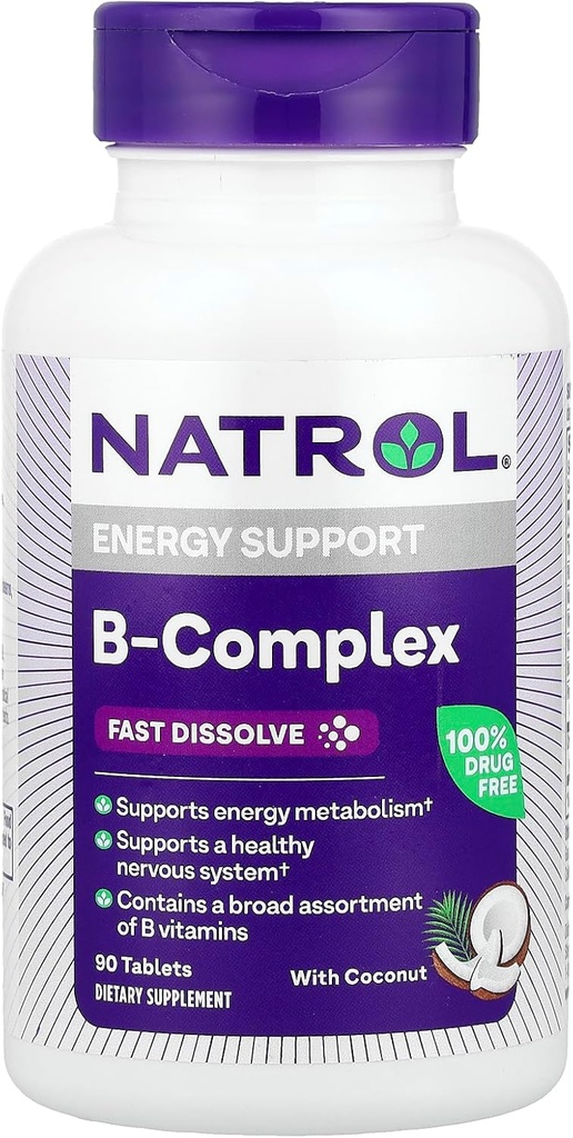Natrol B- kompleks, hurtig opløsning, kokos, 90 tabletter