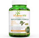 NutreeVit 100% Organic Powerful Superfood Formel - Immunsystemet Booster Energy Pills med Moringa, Spirulina, Wheatgrass, og Kelp - 90 Count Flaske