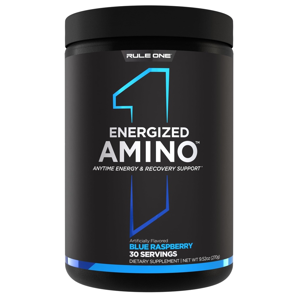 Regel 1 Proteiner Energized Amino - Anytime Energi og Inddrivelse Support med BCAA, Glutamin, Citrullin, Beta Alanine, Koffein fra grøn kaffe og Tea Leaf Ekstrakter (Blå Hindbær, 30 Servere)