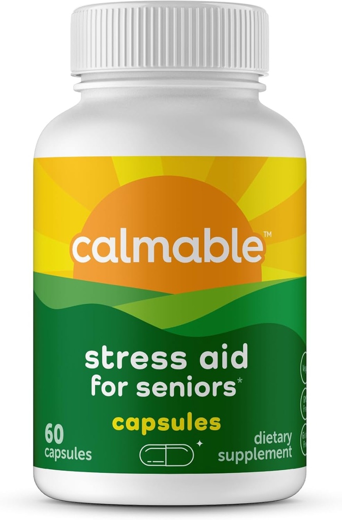 Stress hjælpetilskud supplement til seniorer nogensinde 124; Feel glad, rolig, fokuseret og afdæmpet; L Theanine, Phosphatidylserine, Ashwagandha Beeg 124; Stress støtte Vitamin Kosttilskud Supplement 124; 60 Kapsler