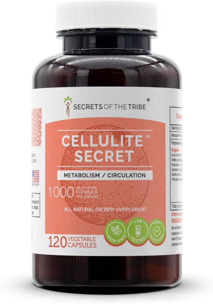 Cellulite Secret 120 Kapsler, 1000 mg, Gotu Kola, Alfalfa, Rosemary, Mælkebøtte, Beet Root, Fenugreek Metabolisme / Circulation (120 Kapsler)
