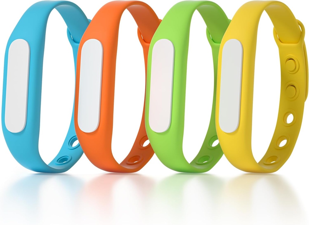 Mosquito Repellent Bracelets for Adult Kids, Individually Wrapped Anti-Insect Wristband for Indoor Outdoor, Waterproof Bug Protection for Camping Fishing Hiking (4 Pack)
