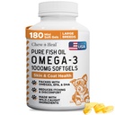 Wild fanget Omega 3 Fish Oil til hunde - 180 Softgel kapsler til sund hud og kappe - Store 1000 mg hund fisk olie piller til afføring, tørre kløende hud, og varme skeer - Pet Omega Salmon supplement