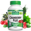 Botanic Choice Cranberry Plus Total urinstøtte - Urinary Tract Sundhed for kvinder og mænd med tranebær koncentrat, Uva Ursi, Buchu, Calcium - 60 tabletter