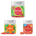 OLLY Metabolisme Gummy Ringe, Apple Cider Vinegas, Vitamin B12, Chrom, Energi og fordøjelse, Chewable Supplement, Apple Flavor - 30 Greve og OLLY Hej Happy Gummy Worms, Mood Balance Support, Vitamin D, Safran, Voksen Chewable Supplement, Tropical Zing - 60 Greve