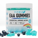 EAA Gummies 120 Gummies (Blå Hindbær), Essential Aminosyrer - Alle 9 Essential Aminos (EAA) og All Branched- Chain Aminos (BCAAs), Non- GMO, Gluten Free, Vegetarisk Friendly