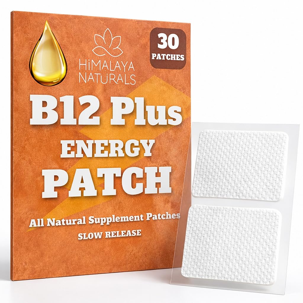 B12 Plus Energy Patches - Methylcobalamin B12- 30- Day Supply for Energy Boost, Forstærket Stamina & Quick Recovery - B12 for daglig Vitality