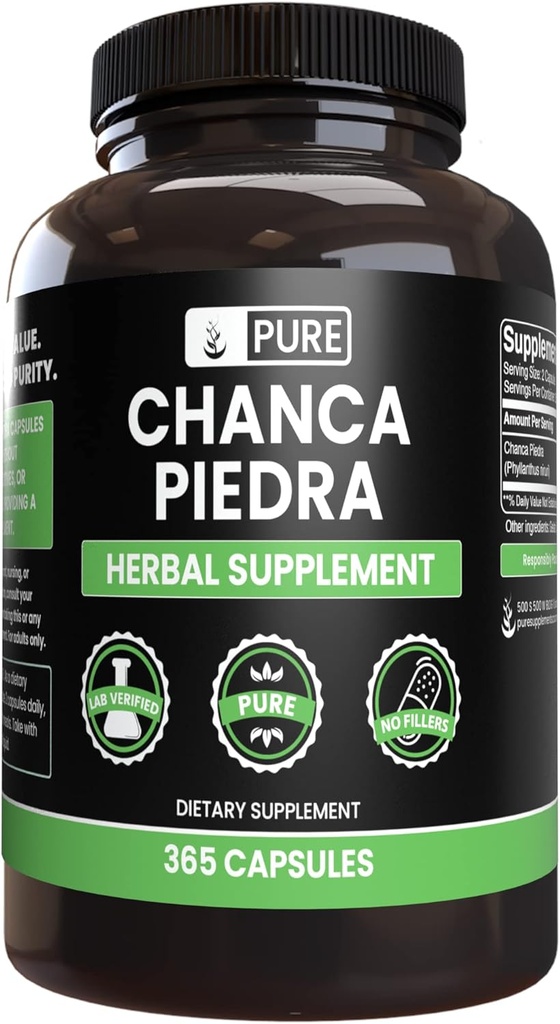 Pure Original Ingredienser Chanca Piedra (365 kapsler) Ingen Magnesium eller ris Fillers, Altid Pure, Lab Verified
