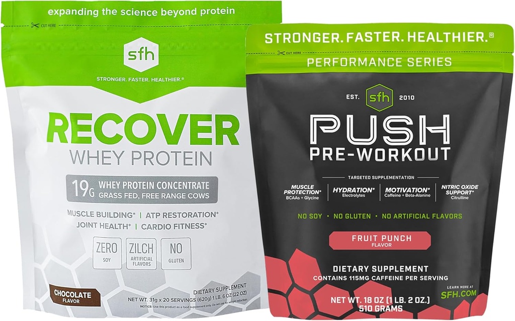 SFH Pre and Post Workout Bundle Buddy 124; Push Fruit Punch Bag + Recover Chocolate Bag