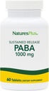 Natures Plus PABA, Sustained Release (para- Aminobenzoesyre) - 1000 mg, 60 Vegetariske tabletter - Skin Health Support Supplement, fremmer energiproduktion - Gluten- Free - 60 Servere