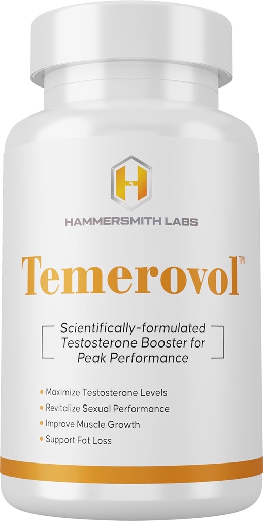 Temerovol - mandlige tillæg - forbedrer energi, styrke & Libido - Lean Muscle Builder, 60 kapsler - 1 flaske