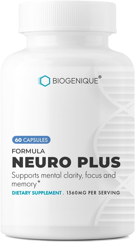 Neuro Plus Formel, Brain Boosting & Focus Vitamin Supplement - Forbedre hukommelse, Focus & Mental Klarhed 60 Kapsler - Made in USA - Non- GMO, Gluten Free