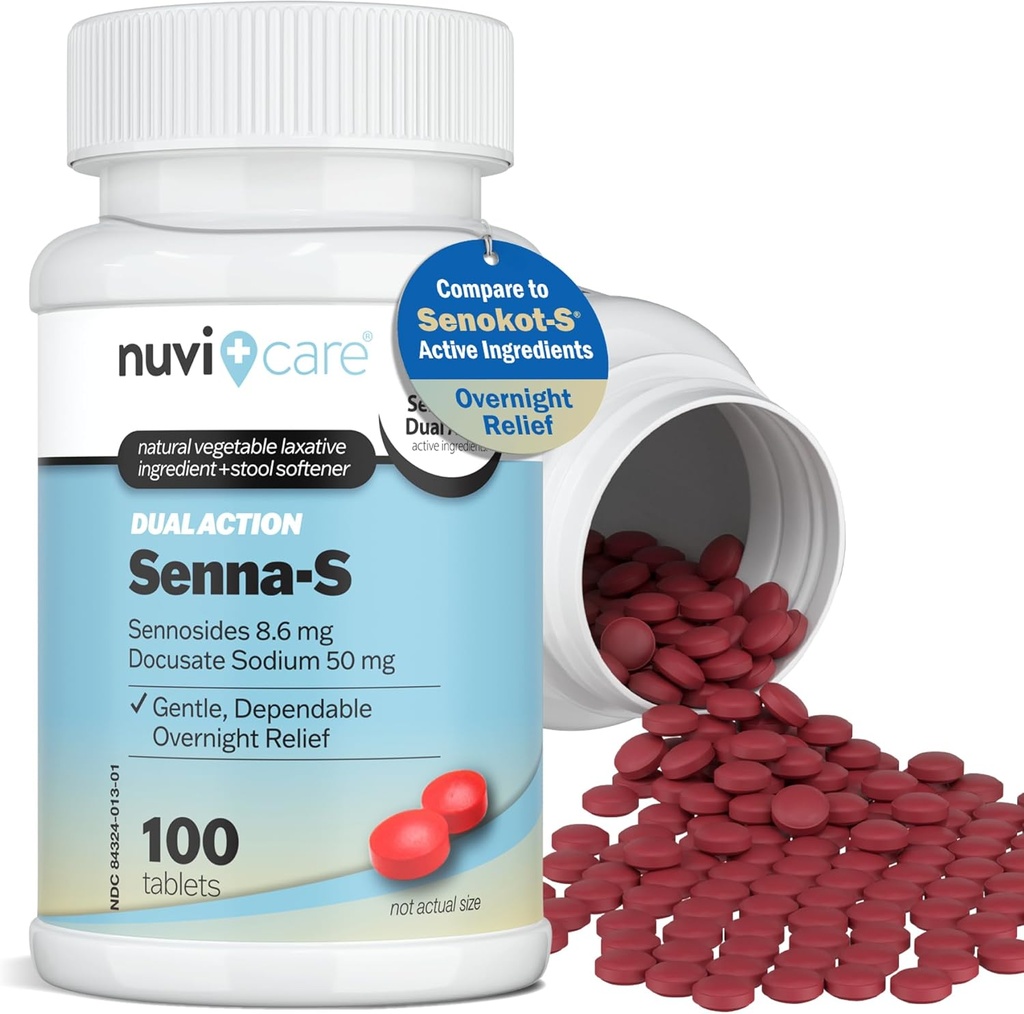 Senna Plus Laxative Afføringsmiddel - Docusat Natrium (50 mg) Afføringsmiddel med Stimulant Laxative Sennosider (8, 6 mg) - Sammenlign med Senokot- S for lejlighedsvis Forstoppelse Relief * (100 tabletter)